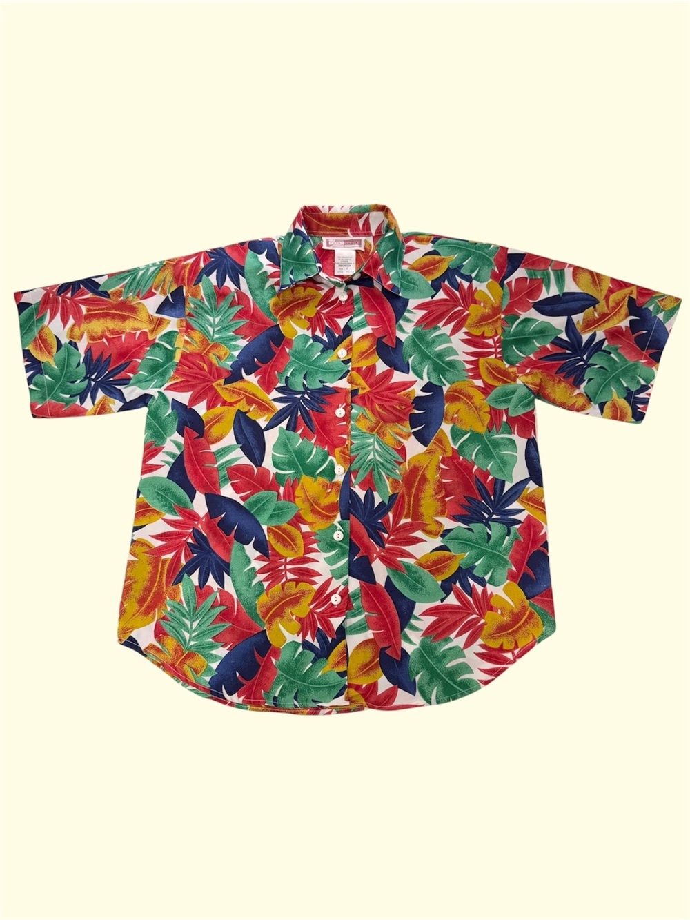 Vintage 90s Functionals AOP Leaves Leaf Print Maximalism Short Sleeve Large